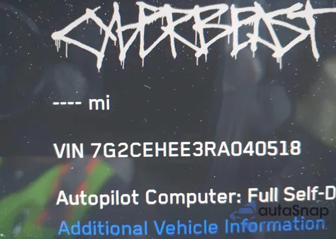 2024 Tesla Cybertruck Cyberbeast from USA, damaged, VIN 7G2CEHEE3RA040518